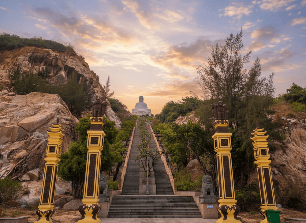 Trekking hơn 600 bậc đá lên đỉnh núi là một trải nghiệm đặc sắc đối với khách hành hương chùa Ông Núi